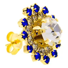 Par Brincos Girassol Cristal Banhado Ouro 18k 1030034 Foto mini 2
