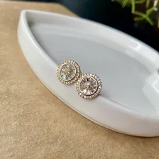 Par Brincos Modelo Pizza Ouro 18k Zirc么nias Baguetes Cristal Foto mini 3