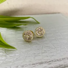 Par Brincos Modelo Pizza Ouro 18k Zirc么nias Baguetes Cristal Foto mini 4