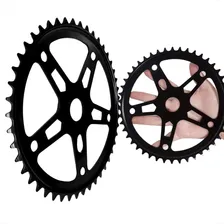 Par Coroas Roda Dentada Engrenagem Estrela 46d 5 Furos Bike Cor Preto Foto  mini 1