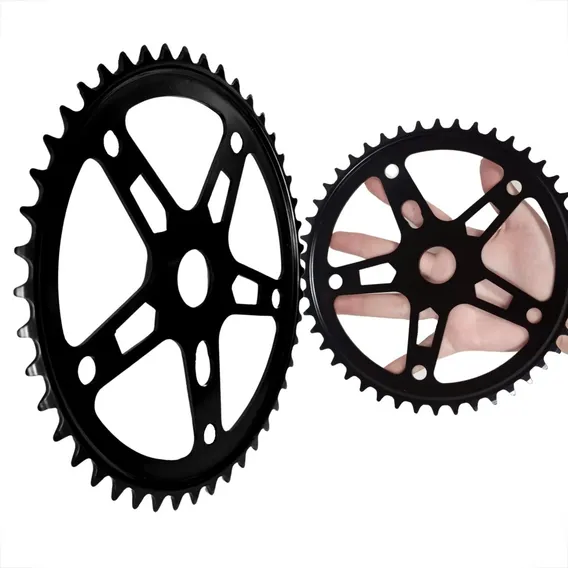 Par Coroas Roda Dentada Engrenagem Estrela 46d 5 Furos Bike Cor Preto Foto 1