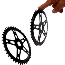 Par Coroas Roda Dentada Engrenagem Estrela 46d 5 Furos Bike Cor Preto Foto mini  3