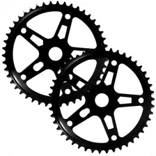 Par Coroas Roda Dentada Engrenagem Estrela 46d 5 Furos Bike Cor Preto Foto mini  2