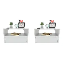 Par Criados Alto Padrão Mdf 40cm Larg Gaveta Em Baixo Bco Acabamento Mdf Melamínico Cor Branco Foto  mini 1