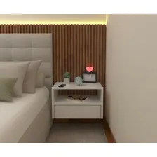 Par Criados Alto Padrão Mdf 40cm Larg Gaveta Em Baixo Bco Acabamento Mdf Melamínico Cor Branco Foto mini  2