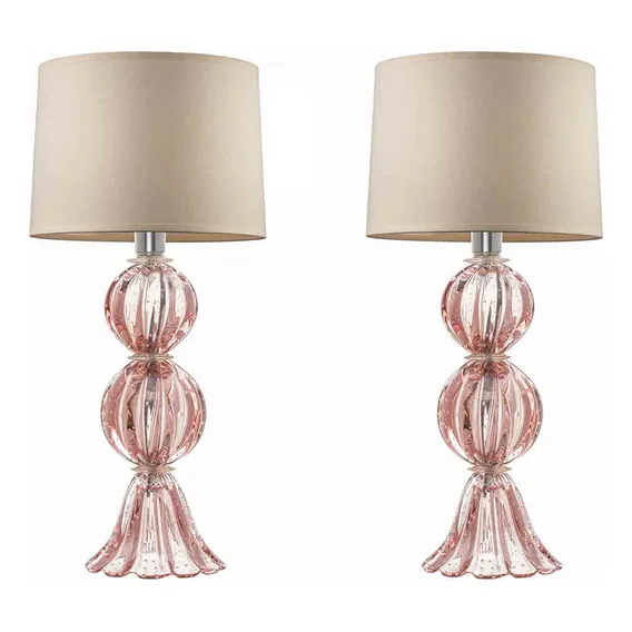 Par De Abajur Para Sala Quarto Em Murano Verona Duo Tavares Estrutura Vintage Rose Foto 1