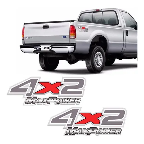 Par De Adesivo 4x2 Max Power Para F-250 Emblema Lateral Prata Sportinox Foto 1