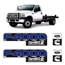 Par De Adesivos Emblemas Ford F4000 Euromec E Cummins Porta Cor Azul Foto mini 1