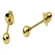 Par De Brinco Bolinha Em Ouro 18k Infantil - 3mm Foto mini 1