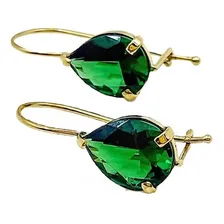 Par De Brincos Cristal Cores E Ouro 18k-750 Foto  mini 1