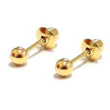Par De Brincos Infantil De Bola 3mm Ou 2° Furo Ouro 18k 750 Foto mini 2