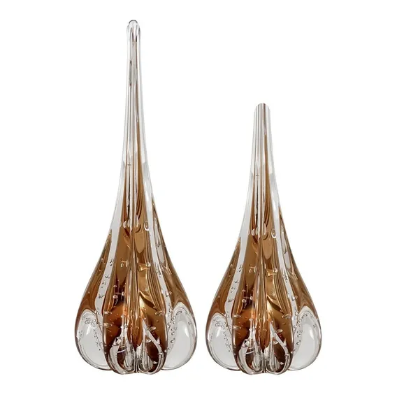 Par De Esculturas Gota Fenix Cristal Murano M + G Garnet Foto 1