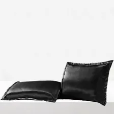 Par De Fronha De Cetim Anti Frizz Decoração Cama Alto Brilho Cor Preto Foto mini 3