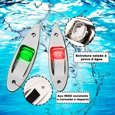 Par de Luz De Navegação Boreste Bombordo Olho Tubarão Aço Inox Led Luz Verde E Vermelha Para Barco e Lancha Foto mini  3
