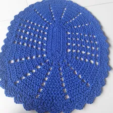 Par De Tapete Crochê Oval Cor Azul Foto mini 1