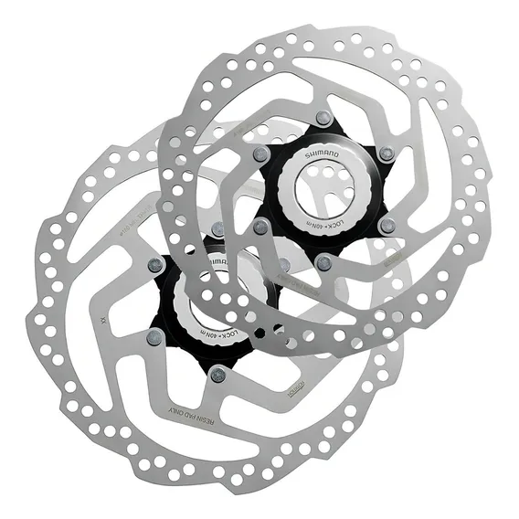 Par Disco Freio Rotor Shimano Rt10 Center Lock 160 + 180mm Cor Plata Foto 1