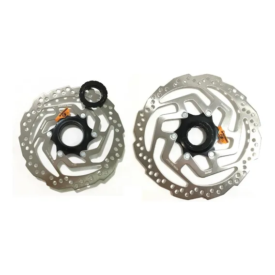 Par Disco Rotor Shimano Sm-rt10 160mm + 180mm Center Lock Cor Prateado Foto 1