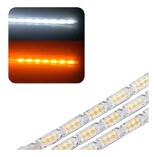 Par Fita Led Veicular Flexível Decorativo 12v Cor Da Luz Branco Frio + Amarelo 60cm Foto  mini 1