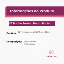 Par Fronhas (2u.) Percal 200 Fios Ponto Palito 100% Algodão Branco Foto mini  2