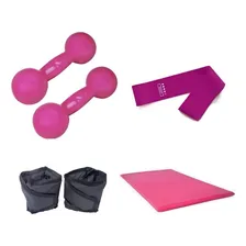 Par Halter 3 Kg Rosa + Par Caneleira 3 Kg + Colchonete Foto  mini 1