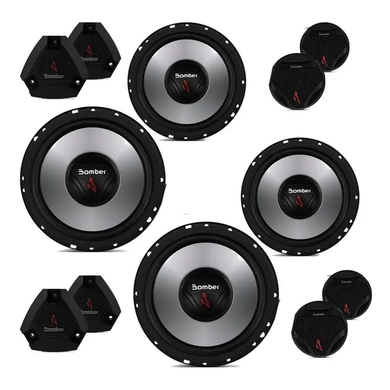 Par Kit Two Way 2 Vias 6 Pol + Tweeters Bomber Upgrade 400w Cor Cinza Foto 1