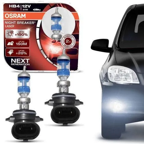 Par Lâmpada Farol Hb4 150% + Luz Osram Night Breaker Laser Foto 1