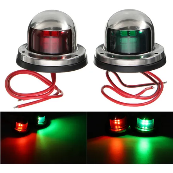 Par Luz Navegação Bombordo Boreste Inox 12v Verde Vermelha Foto 1