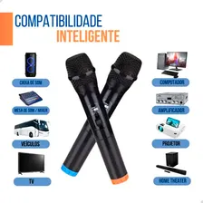 Par Microfones Dinâmico Sem Fio Duplo Profissional Pilha Foto mini 3