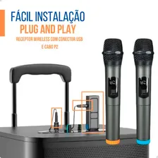 Par Microfones Dinâmico Sem Fio Duplo Profissional Pilha Foto mini 2