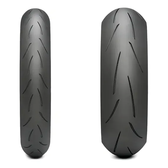 Par Pneu 120/70-17 + 180/55-17 Metzeler Racetec K3 RR uso em estradas e pista track day propciona pilotagem esportiva segura alta aderencia motos Triumph Daytona street triple Zx6R R6 CBR600RR GSXR Foto 1
