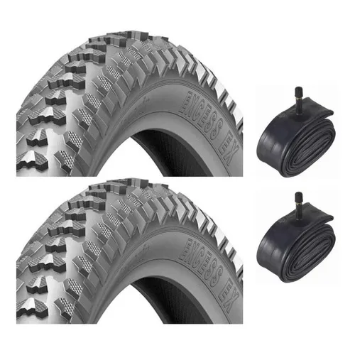 Par Pneu Bicicleta Levorin Excess Aro 20 X 1.75 + 2 Camaras Cor Preto Foto 1