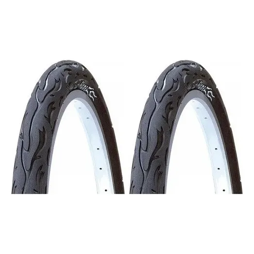 Par Pneu Bicicleta Slick Aro 26 Kenda Flame Foto 1