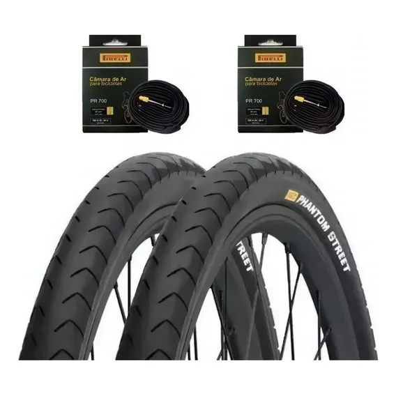 Par Pneu Bike Pirelli Phantom 700x32 Serve Aro 29 +2 Camaras Cor Preto Foto 1