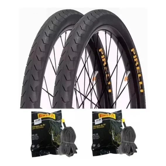 Par Pneu Bike Pirelli Phantom Aro 26 + 2 Camara Pirelli Cor Preto Foto 1