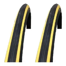 Par Pneu Bike Vee Rubber Faixa Amarela Aro 27 Caloi 10 Cor Preto Foto mini 1