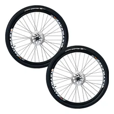 Par Roda Aro 29 Bike C/ Disco Blocagem Pneu E Camara Mtb Cor Preto Foto  mini 1