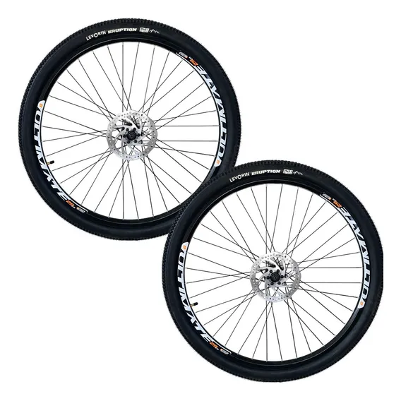 Par Roda Aro 29 Bike C/ Disco Blocagem Pneu E Camara Mtb Cor Preto Foto 1