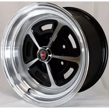 Par Rodas Aro 15x8 5x114 Magnum (02 Unidades) +bicos Cor Preto Com Diamantado Foto mini  2