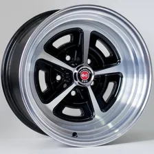 Par Rodas Aro 15x8 5x114 Magnum (02 Unidades) +bicos Cor Preto Com Diamantado Foto  mini 1