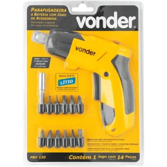 Parafusadeira A Bateria 3,6v Carregador Bivolt Pbv120 Vonder Foto 1