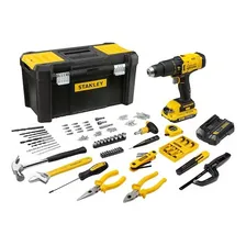 Parafusadeira Fura Stanley Scd711c1h + 2 Bat 20v + 119 Acess Cor Amarelo Foto  mini 1