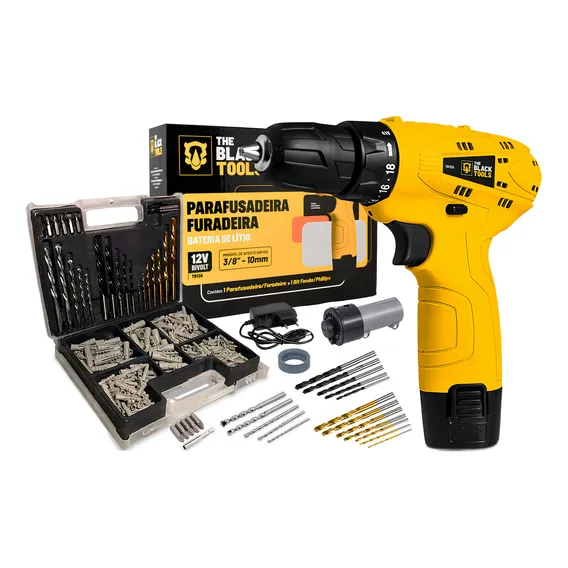 Parafusadeira Furadeira A Bateria 12v Bivolt + Acessórios Foto 1