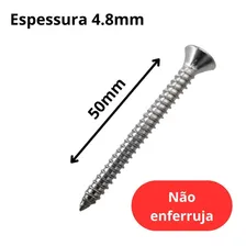 Parafuso Aa Aço Inox 4.8 X 50 Cabeça Chata Philips 50 Peças Foto mini  2