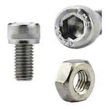 Parafuso Allen M3 X 8mm Inox A2 Com Porca Pacote 50 Foto  mini 1