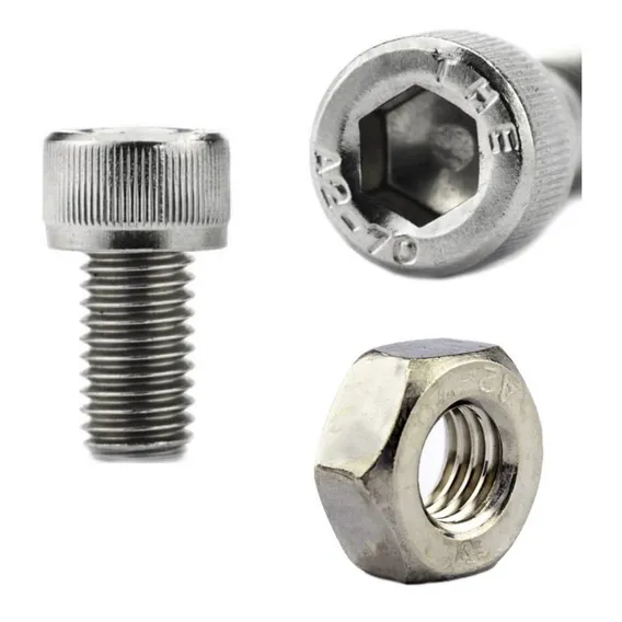 Parafuso Allen M3 X 8mm Inox A2 Com Porca Pacote 50 Foto 1