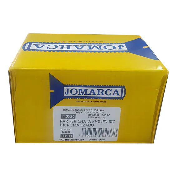 Parafuso Cabeça Chata Phillips 4,0x30mm Cx 500un - Jomarca Foto 1