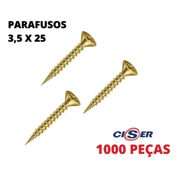 Parafuso Chip Para Madeira Mdf 3,5x25 Phillips 1000un - Cx Foto 1