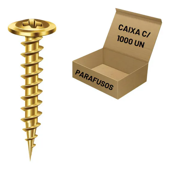 Parafuso Chipboard Ciser Kit 1000 Parafuso flangeada 3,5x16mm Phillips Bicromatizado Foto 1