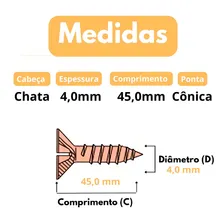 Parafuso Chipboard Madeira 4x45 Cabeça Chata Phillips 500pcs Foto mini 4