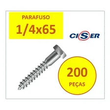Parafuso Sextavado Soberba 1/4x65 Zincado 200 Peças Foto  mini 1